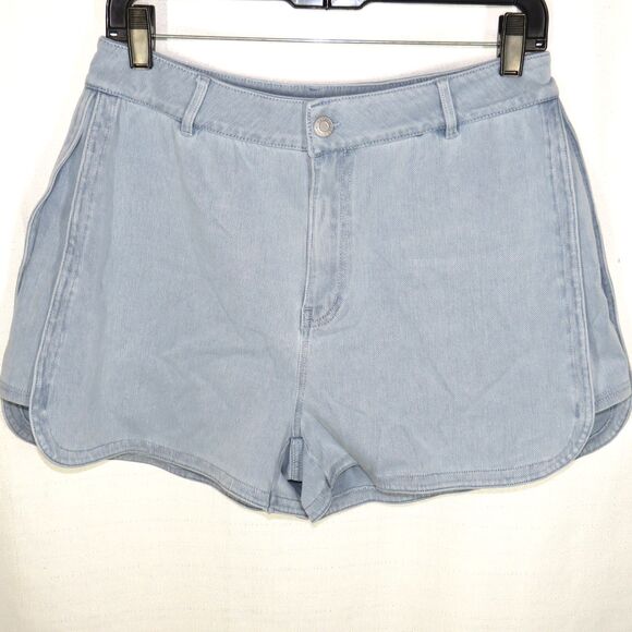 Halara Flex High Waisted Stretch Knit Denim Curved Hem Shorts Size XS - Picture 6 of 10